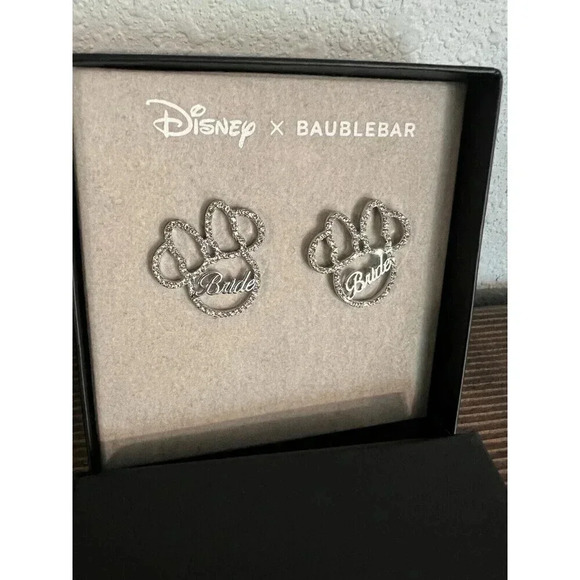 NIB Disney × Baublebar Minnie Mouse BRIDE Rhinestone Earrings - Picture 2 of 3